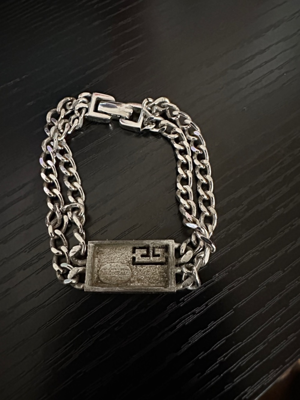 Givenchy Silver Tone Double Chain Signature Plaque Bracelet - Picture 4 of 5